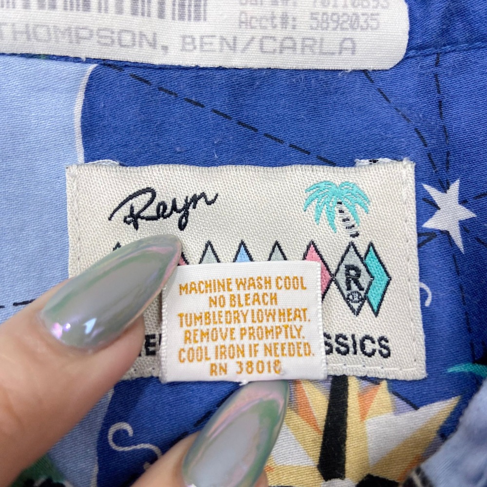 Reyn Spooner Hawaiian Shirt Size‎ XL RWA Airlines World Map Travel Retro Beach - Picture 7 of 11